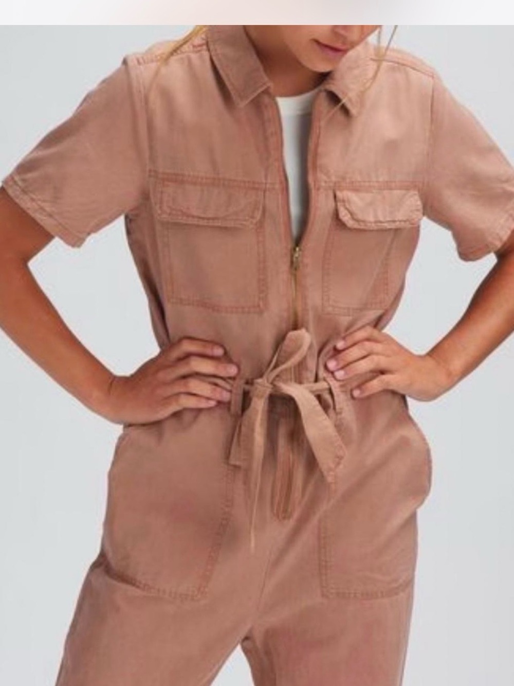 Sanctuary Utility Tie-Waist Short-Sleeve Jumpsuit